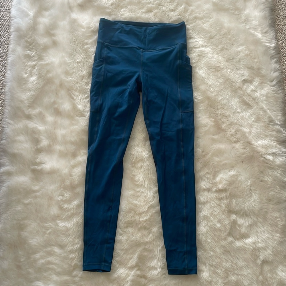 Prana Teal Blue Leggings Pants Pockets